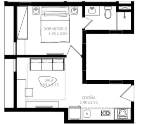 Plano apartamento B - Nexo Centro